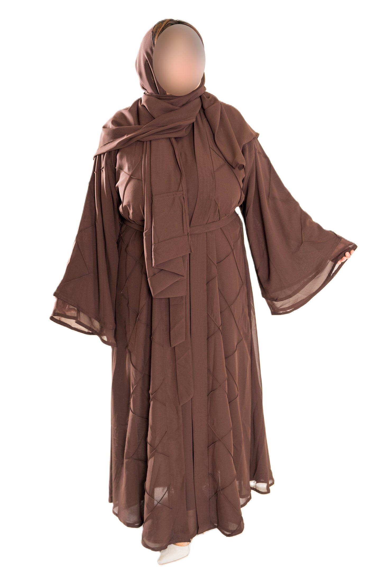 Chiffon Triple Layered Abaya Design - Elegant Brown Abaya with Three Layers for Comfort and Style
