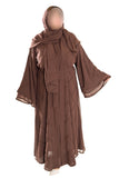 Chiffon Triple Layered Abaya Design - Elegant Brown Abaya with Three Layers for Comfort and Style