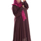 Colour abaya with pleated sleeves and pearls - Scarf sold separately
