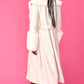 Cream Faux Leather Jacket with Detachable Faux Fur Cuffs and Collar