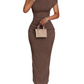 Textured Single Shoulder Bodycon Maxi Dress