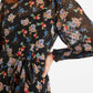 Louche Daphne Carpathian Florals Print Shirred Cuff Tie Waist Mini Dress