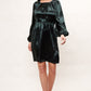 Louche Daria Satin Long Sleeve Mini Dress