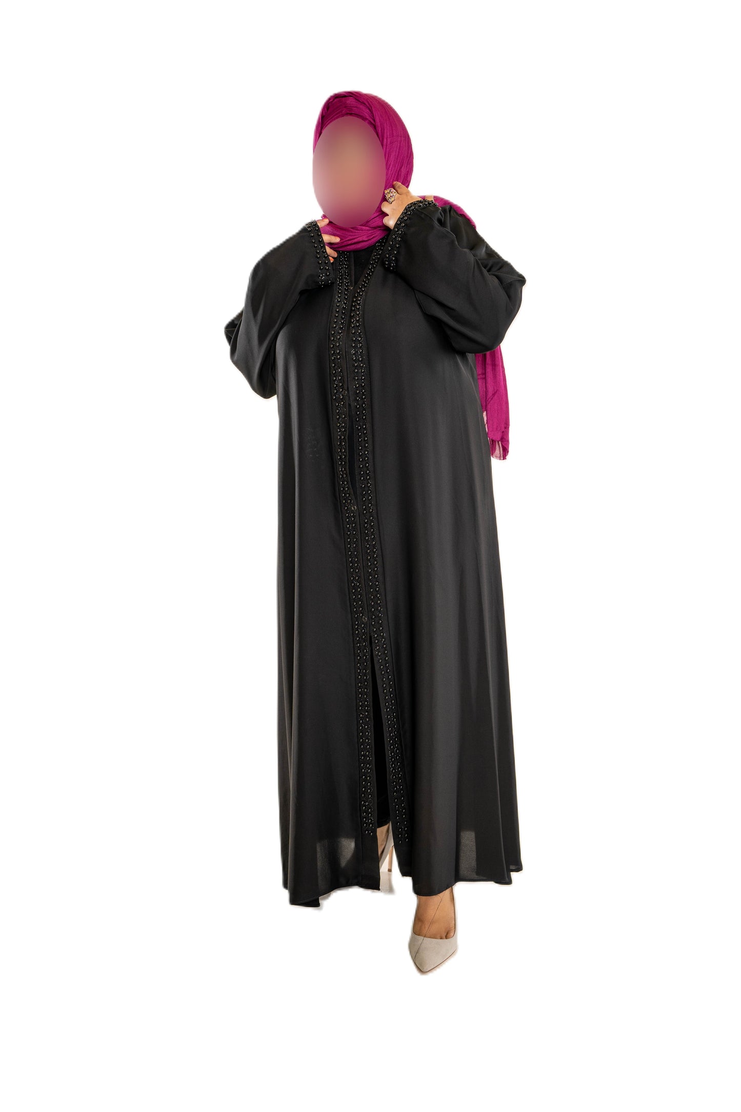 Black Beaded Abaya with Elegant Beading and Flowing Design for Stylish Wear
