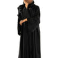 Black DMC Abaya with Elegant Lace Details and Long Sleeves for Women