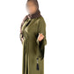 V Neck Abaya with Tassel in Olive Green - Elegant Long Sleeve Dress for Women