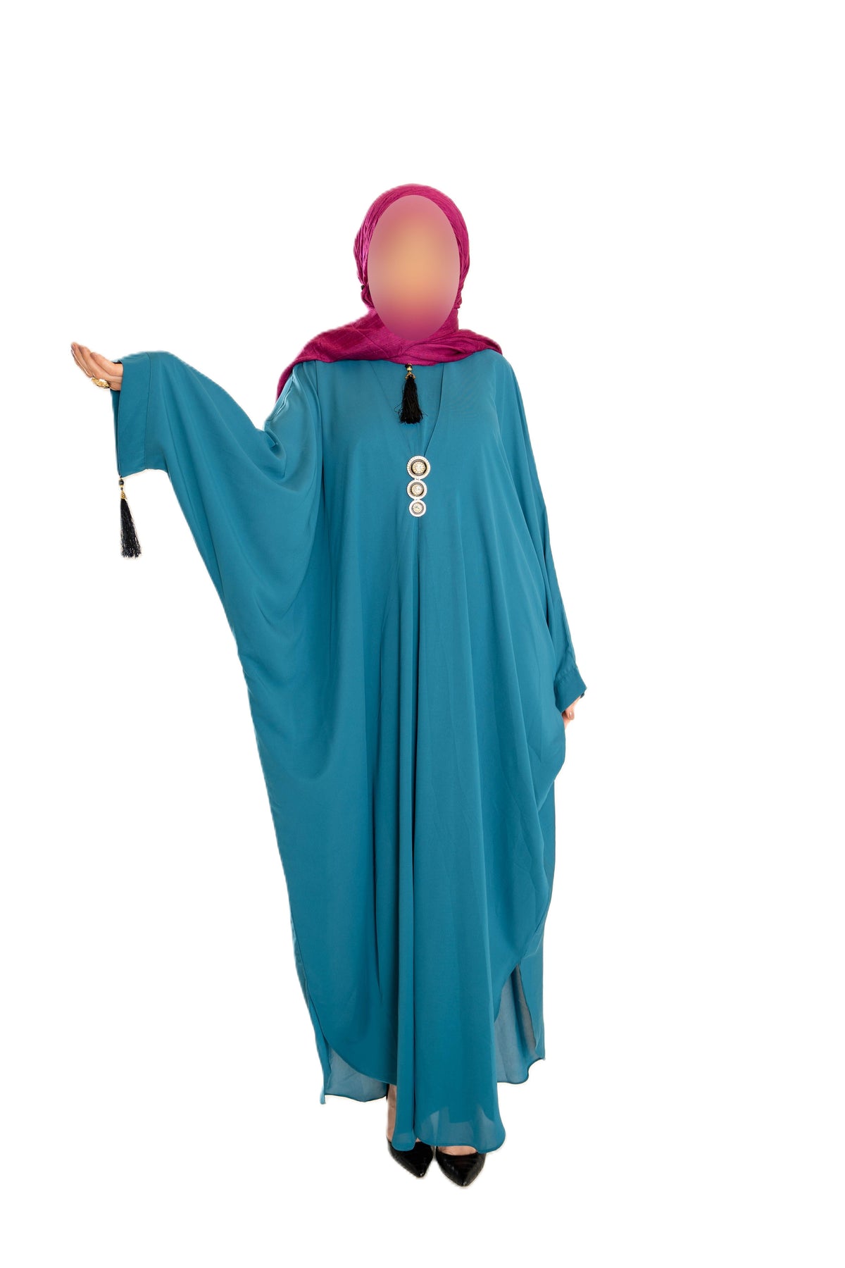 Colour Abaya with Brooch - High-Quality Fabric Elegant and Versatile Abaya for Any Occasion