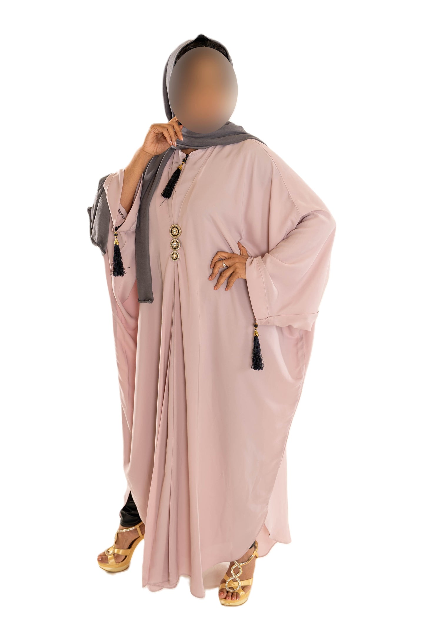 Colour Abaya with Brooch - High-Quality Fabric Elegant and Versatile Abaya for Any Occasion