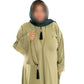 V Neck Abaya with Tassel in Olive Green - Elegant Long Sleeve Dress for Women