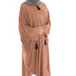 Colour Abaya with Brooch - High-Quality Fabric Elegant and Versatile Abaya for Any Occasion