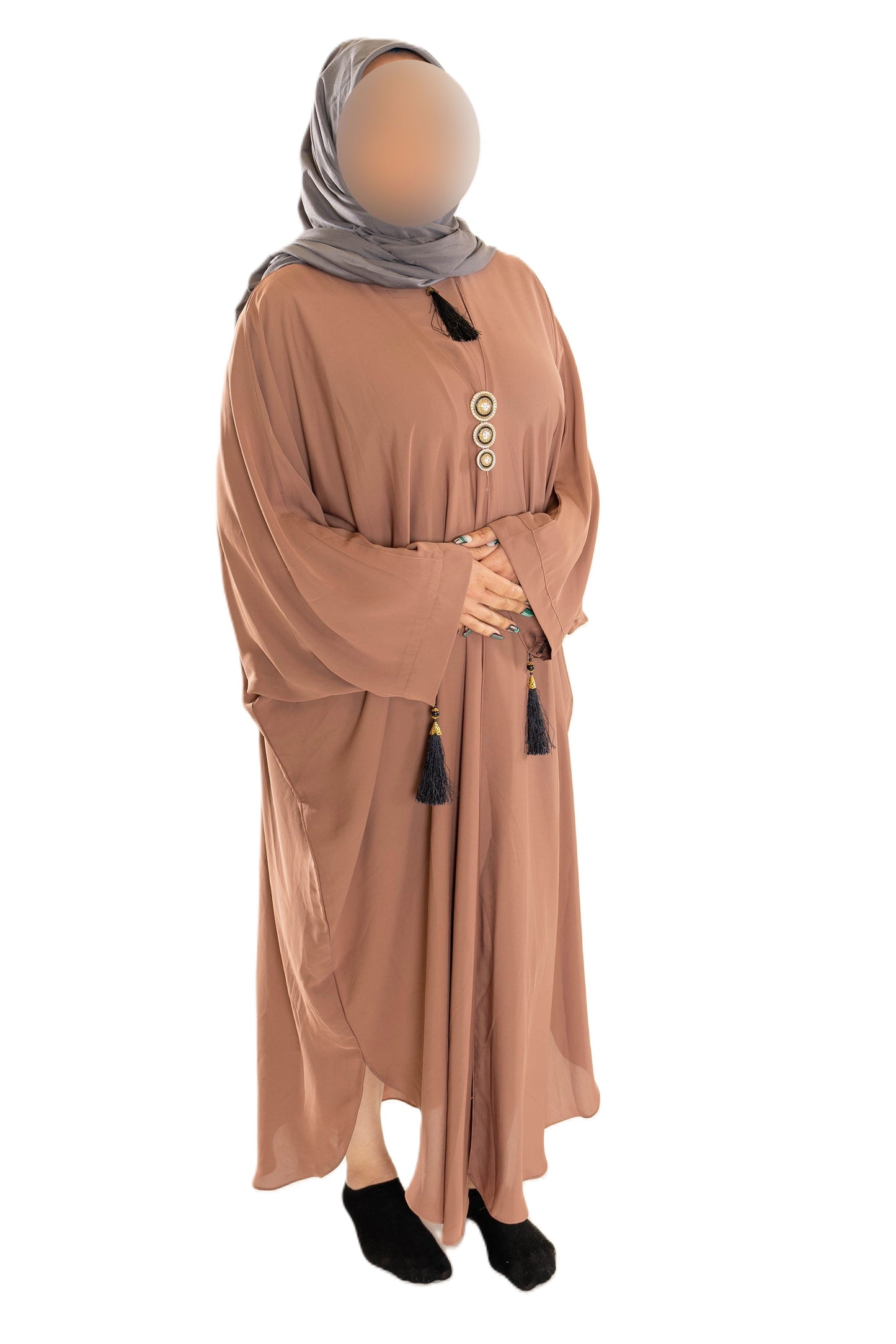 Colour Abaya with Brooch - High-Quality Fabric Elegant and Versatile Abaya for Any Occasion
