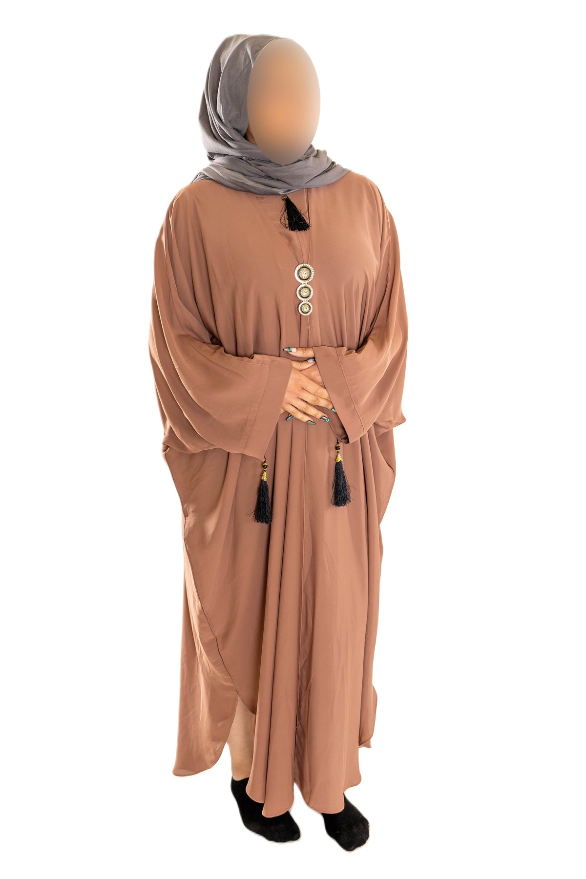 Colour Abaya with Brooch - High-Quality Fabric Elegant and Versatile Abaya for Any Occasion