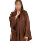 V Neck Abaya with Tassel in Olive Green - Elegant Long Sleeve Dress for Women