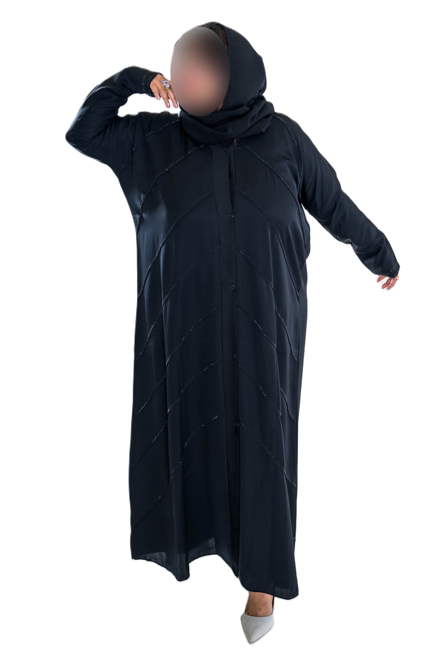 Black DMC Lined Abaya - Elegant Long Sleeve Islamic Clothing for Women