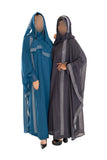 Elegant 3 Piece Fancy Abaya with Hood in Luxurious Chiffon Fabric for Any Occasion
