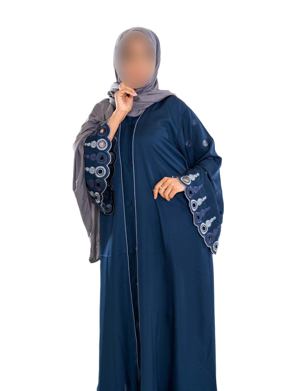 Coloured Embroidered Sleeves Abaya with Intricately Designed Richly Colored Sleeves for Modesty and Style