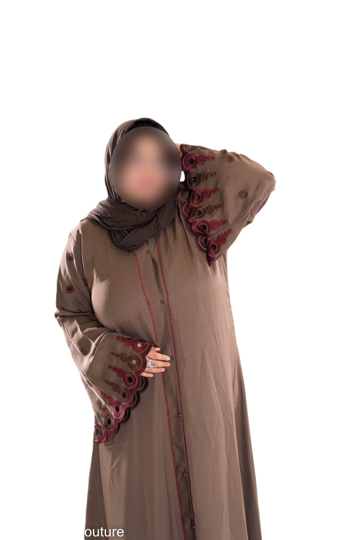 Coloured Embroidered Sleeves Abaya with Intricately Designed Richly Colored Sleeves for Modesty and Style
