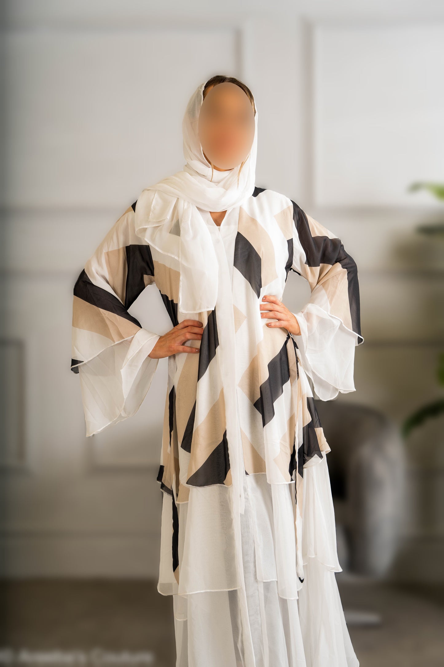 Printed Chiffon Abaya - High-Quality Fabric, Lightweight & Breathable, Elegant Design, Versatile & Fashionable for All Occasions