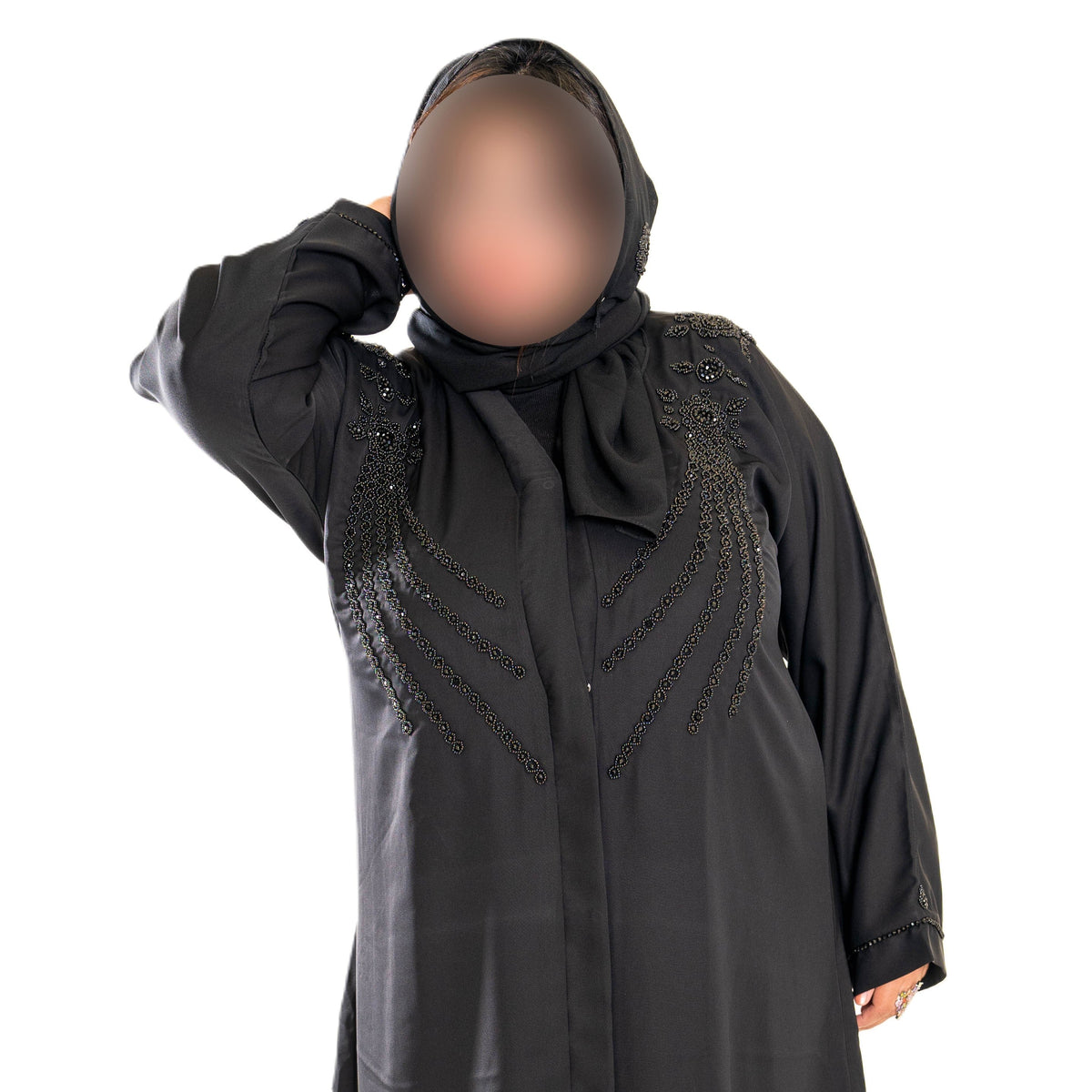 Black Cut Dana C Abaya with Elegant Embroidery and Long Sleeves for Modest Wear
