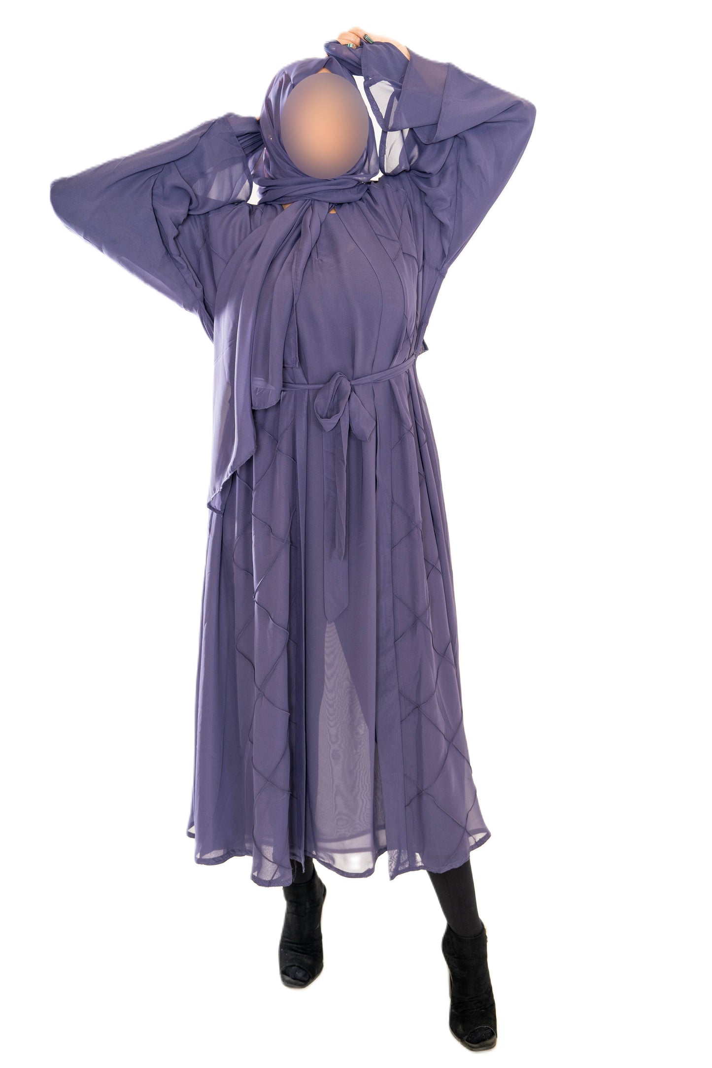Chiffon Triple Layered Abaya Design - Elegant Brown Abaya with Three Layers for Comfort and Style