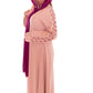Colour abaya with pleated sleeves and pearls - Scarf sold separately