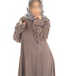 Colour abaya with pleated sleeves and pearls - Scarf sold separately