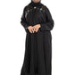 Black Cut Dana on Back Abaya with Elegant Embroidery and Soft Fabric for Comfort