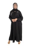Black Cut Dana on Back Abaya with Elegant Embroidery and Soft Fabric for Comfort