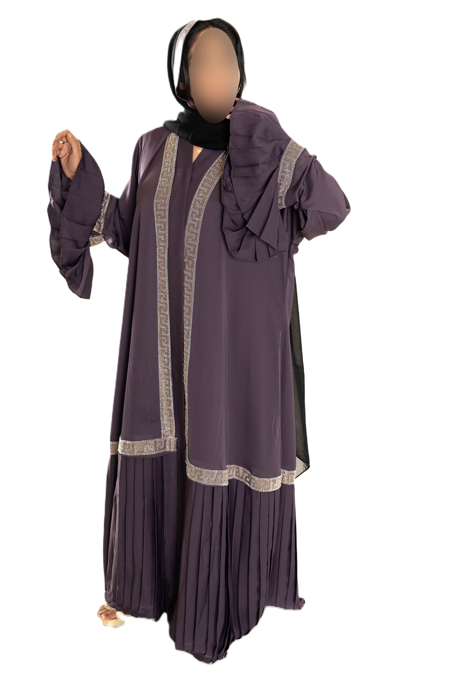 Double Layered Frill Sleeve Abaya with High-Quality Fabric for Comfort and Style Elegant and Sophisticated Design