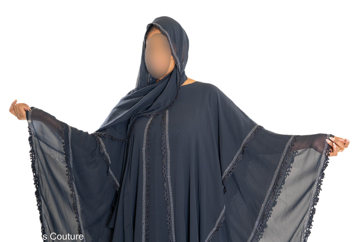 Chiffon Triple Layered Abaya with Lace - Elegant and Stylish Islamic Clothing for Women