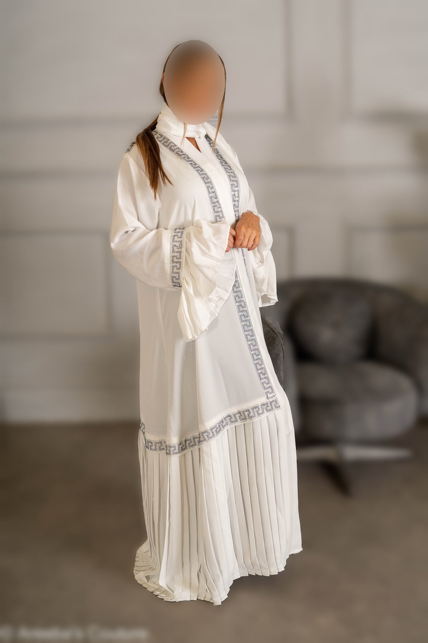 Double Layered Frill Sleeve Abaya with High-Quality Fabric for Comfort and Style Elegant and Sophisticated Design