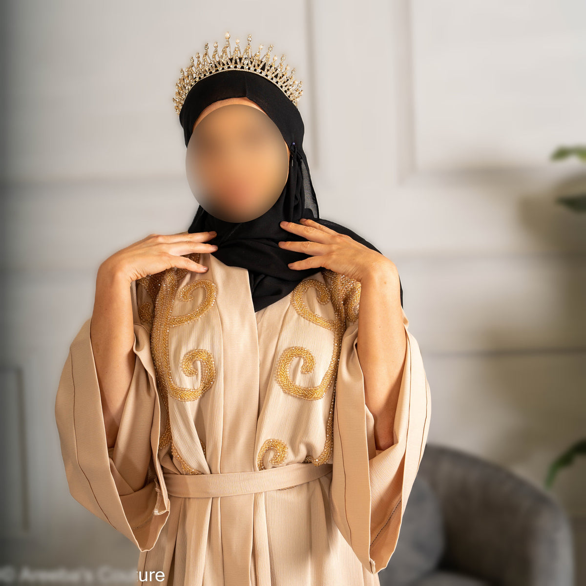 Pearl embroidered Abaya
