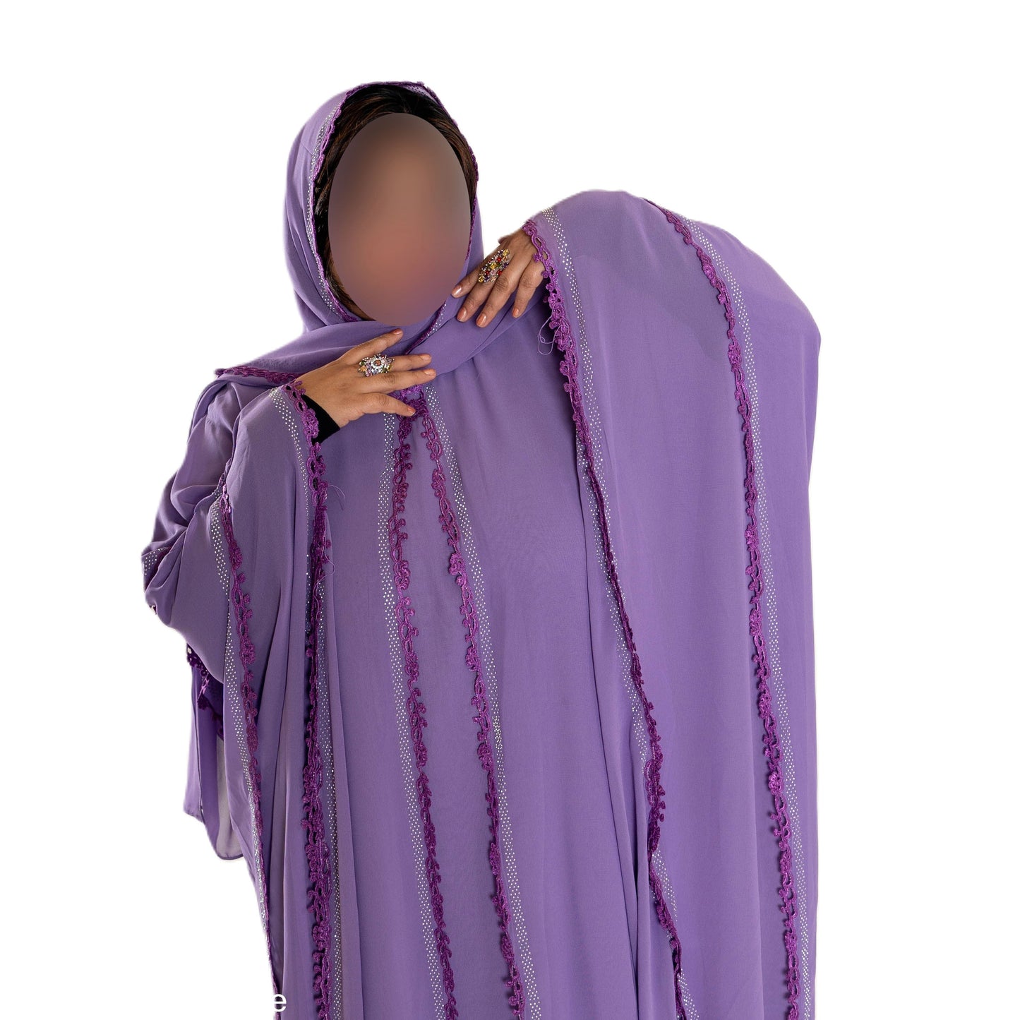 Chiffon Triple Layered Abaya with Lace - Elegant and Stylish Islamic Clothing for Women