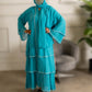Chiffon Triple Layered Abaya in Vibrant Teal for Elegance and Comfort
