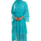 Chiffon Triple Layered Abaya in Vibrant Teal for Elegance and Comfort