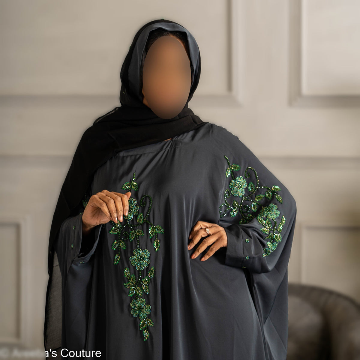 Coloured Embroidered Butterfly Abaya with Intricate Embroidery High-Quality Materials for Comfort and Durability Modest Style Staple Piece