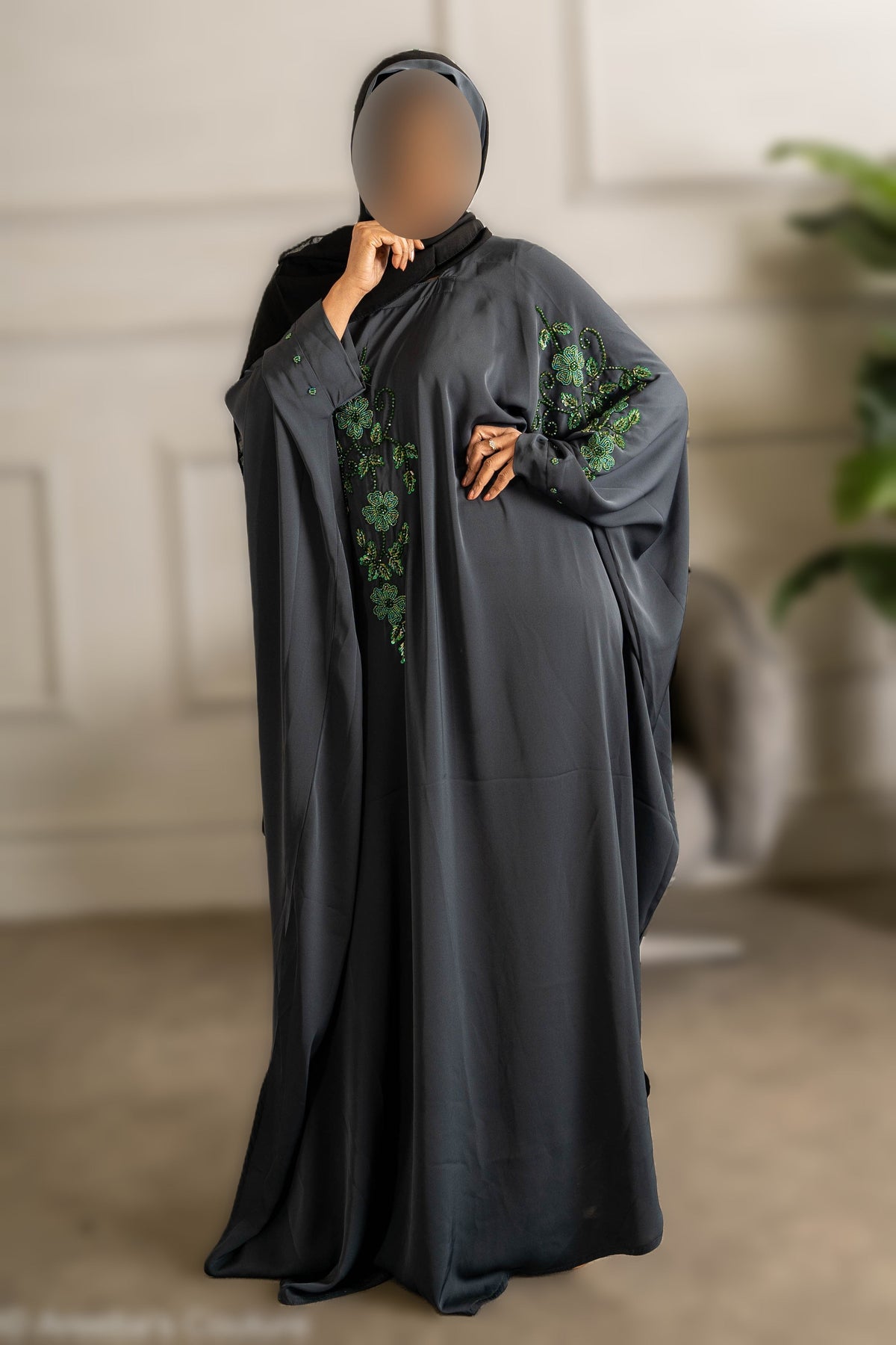 Coloured Embroidered Butterfly Abaya with Intricate Embroidery High-Quality Materials for Comfort and Durability Modest Style Staple Piece