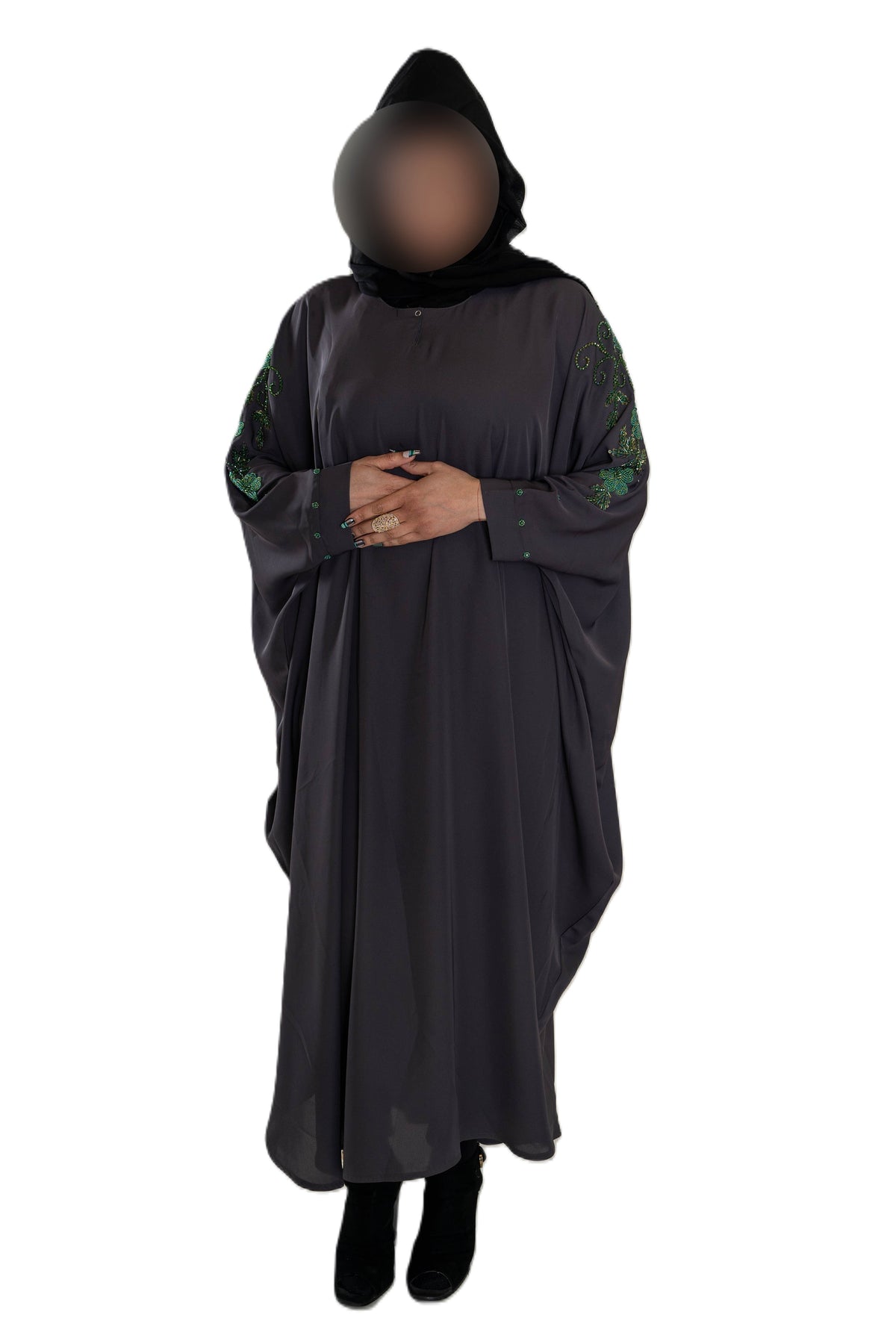Coloured Embroidered Butterfly Abaya with Intricate Embroidery High-Quality Materials for Comfort and Durability Modest Style Staple Piece