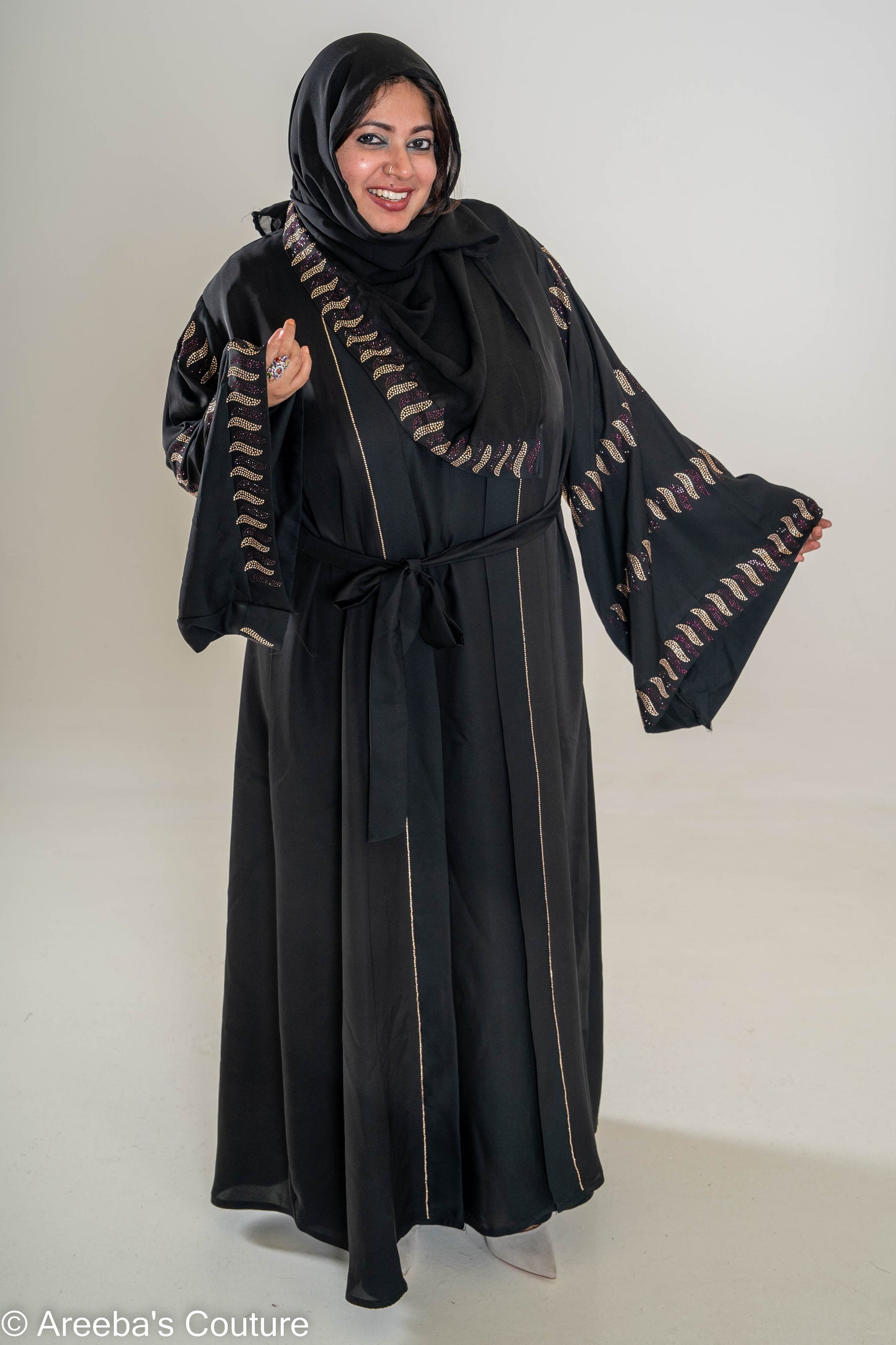 Black DMC rose gold Abaya