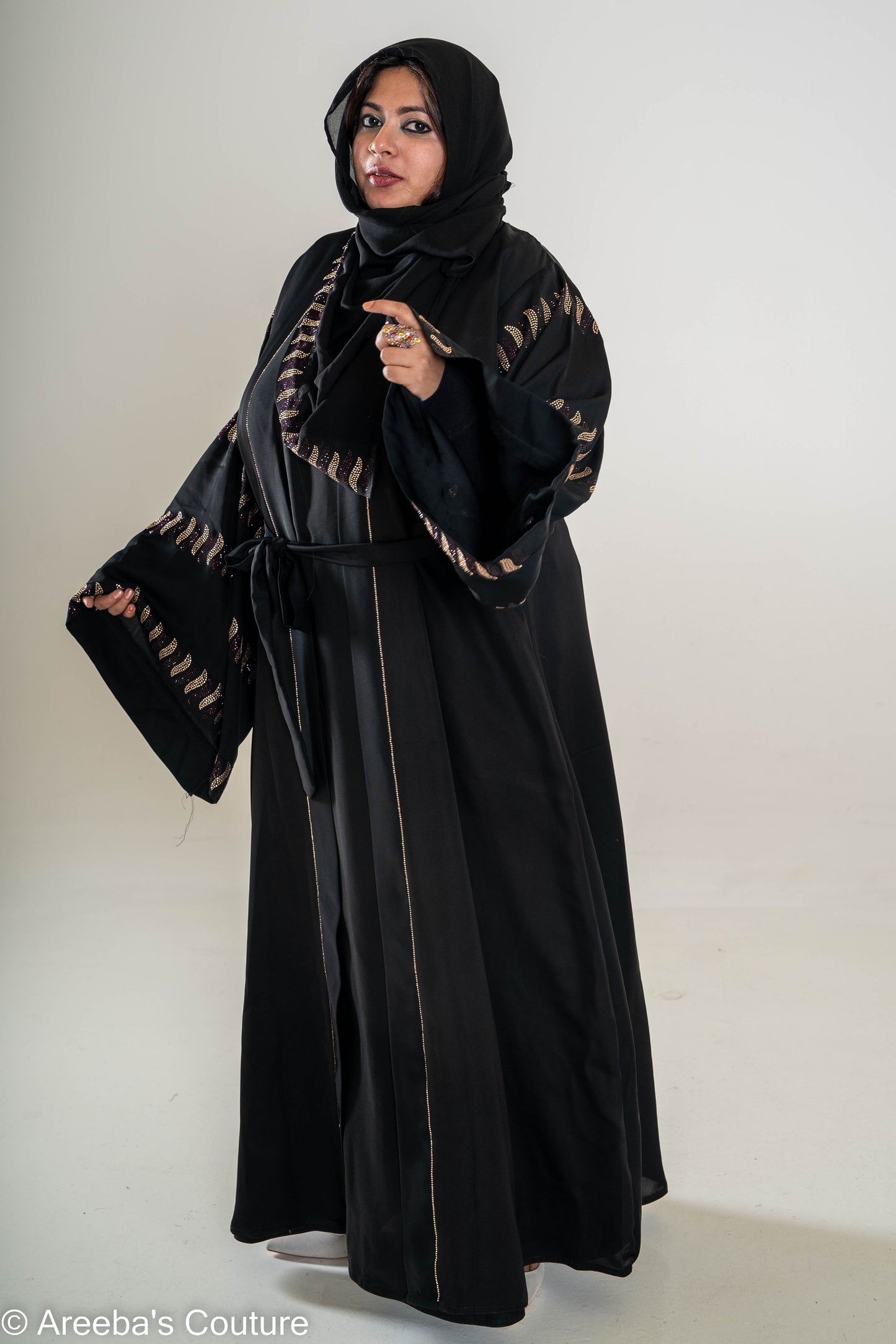 Black DMC rose gold Abaya