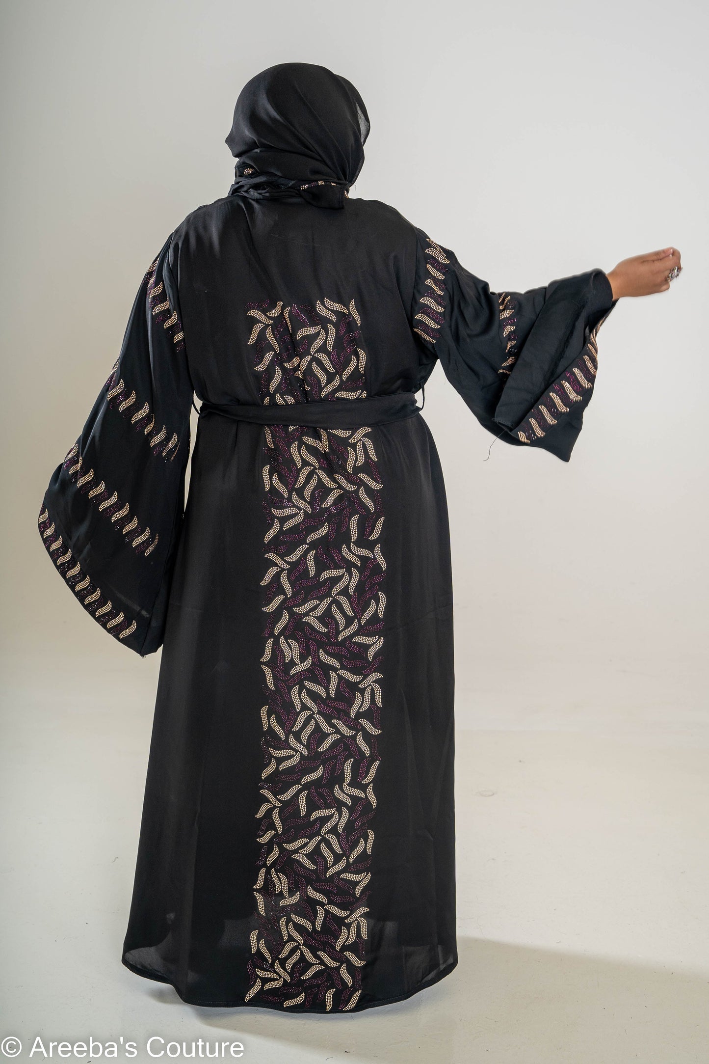 Black DMC rose gold Abaya