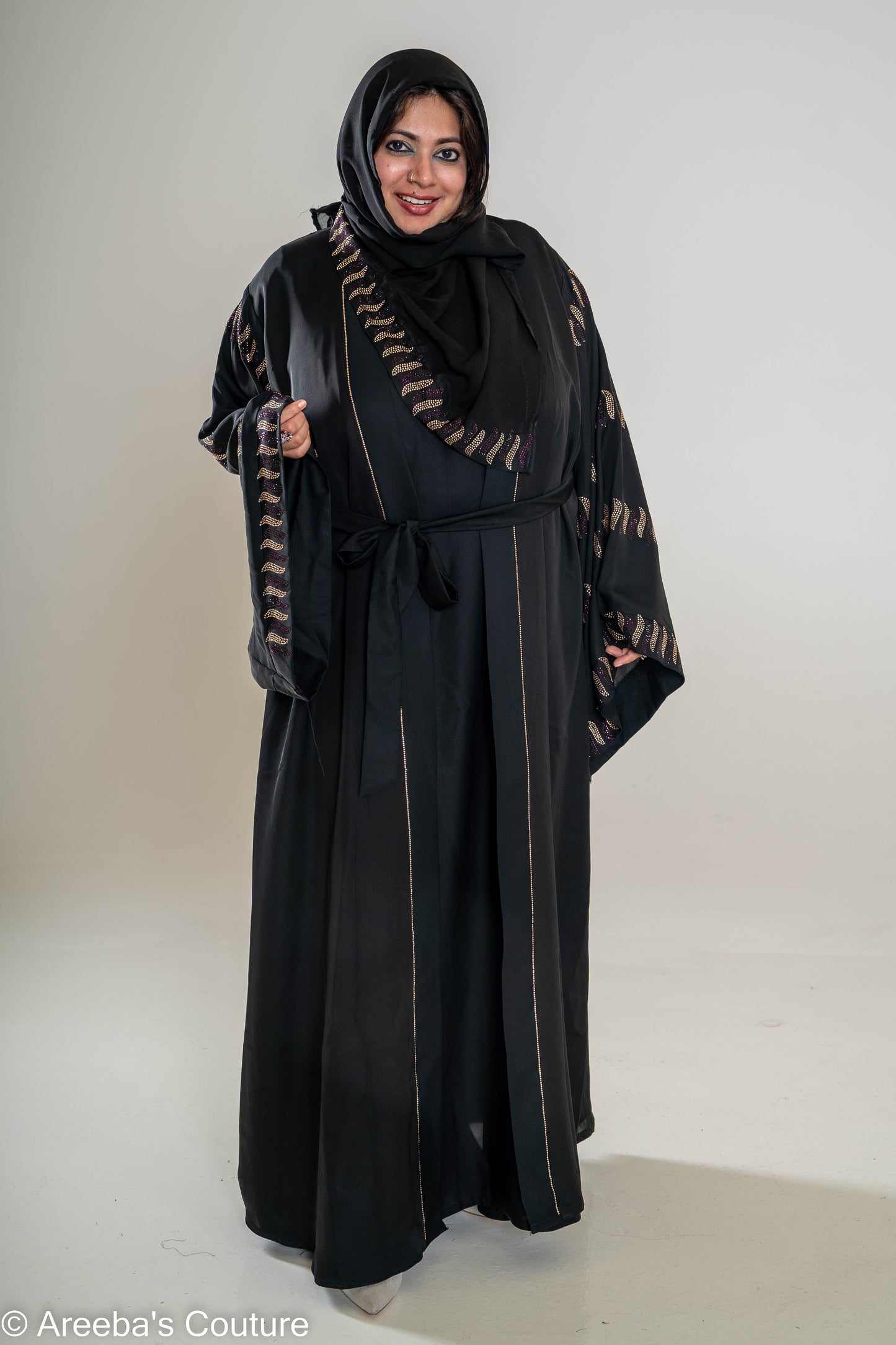 Black DMC rose gold Abaya
