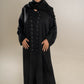 Areeba's Couture Black on Black Cut Dana Abaya - High-Quality Fabric with Elegant Black Dana Detailing for Timeless Style