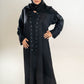 Areeba's Couture Black on Black Cut Dana Abaya - High-Quality Fabric with Elegant Black Dana Detailing for Timeless Style
