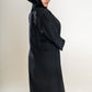 Areeba's Couture Black on Grey Cut Dana Abaya with Elegant Embroidery and Hooded Design