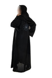 Black on Black Cut Dana Abaya with Exquisite Embellishments for Timeless Comfort and Fashion