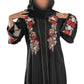 Embroidered Black Abaya with Intricate Floral Details High-Quality Materials for Modern Women's Wardrobe
