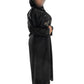 Grey and Gold Cut Dana on Black Abaya - Elegant Intricate Design for Formal Occasions