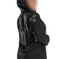 Grey and Gold Cut Dana on Black Abaya - Elegant Intricate Design for Formal Occasions