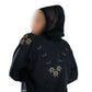 Grey and Gold Cut Dana on Black Abaya - Elegant Intricate Design for Formal Occasions